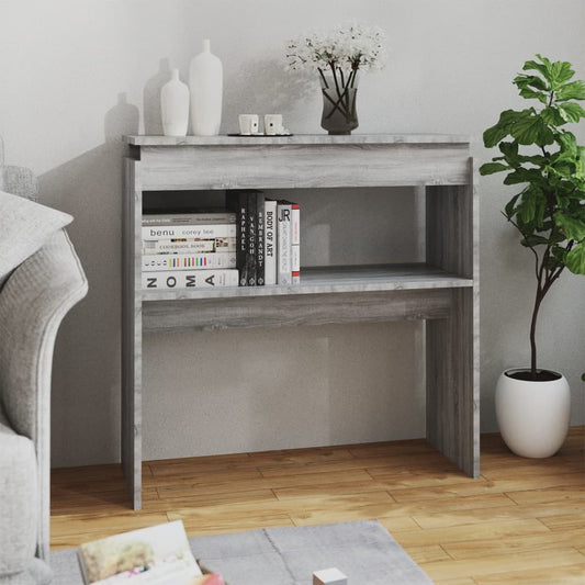 vidaXL Mesa consola madera contrachapada gris Sonoma 80x30x80 cm