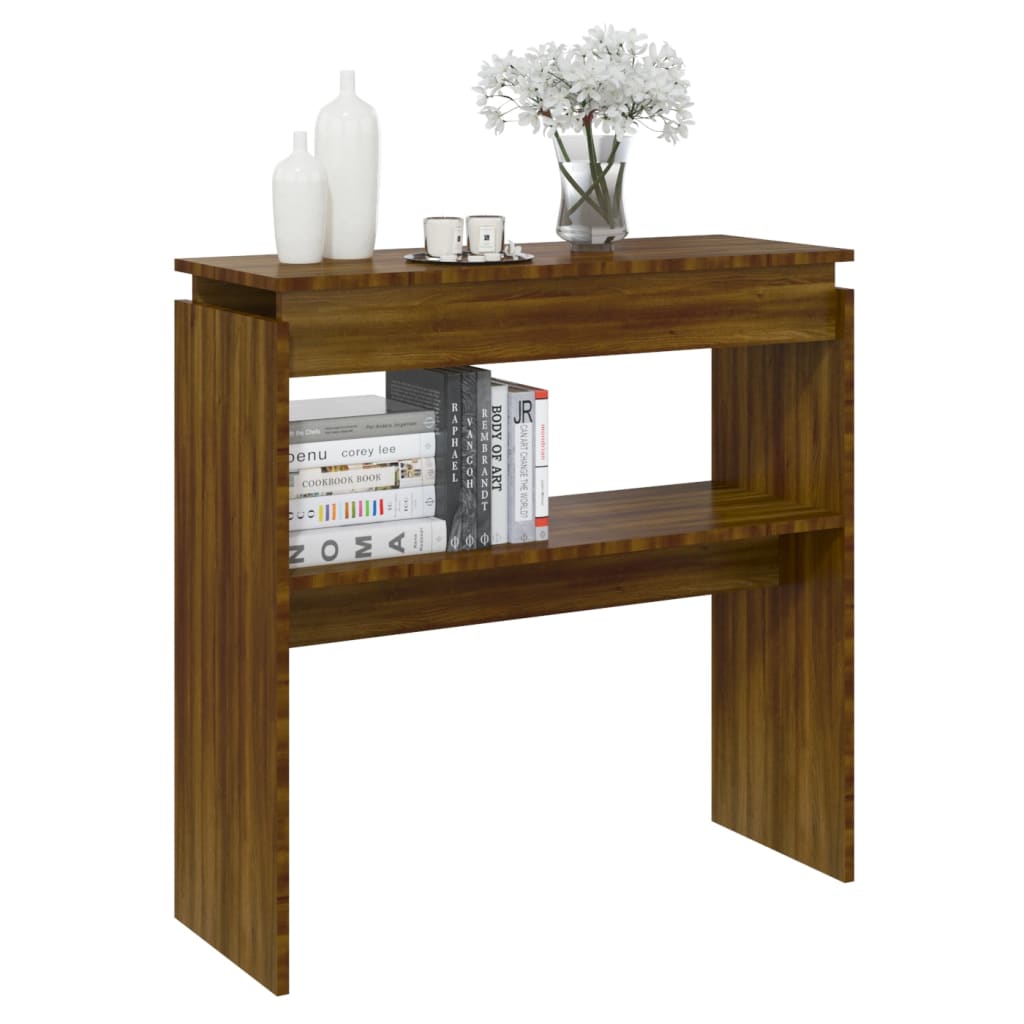 vidaXL Mesa consola madera contrachapada roble marrón 80x30x80 cm