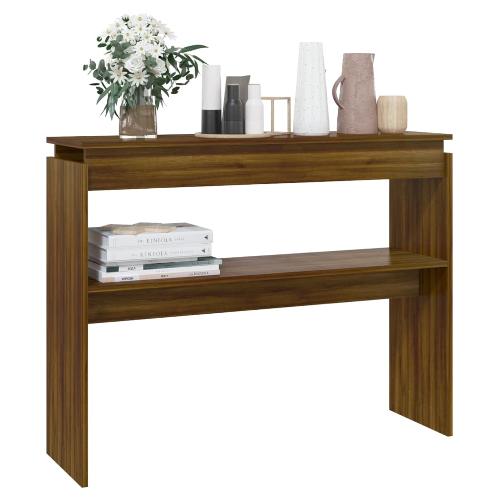 vidaXL Mesa consola madera contrachapada roble marrón 102x30x80 cm