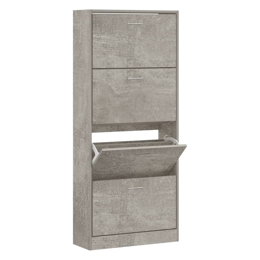 vidaXL Mueble zapatero madera contrachapada gris hormigón 63x24x147 cm