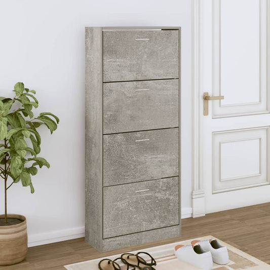 vidaXL Mueble zapatero madera contrachapada gris hormigón 63x24x147 cm