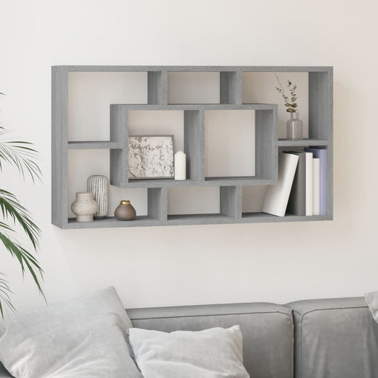 vidaXL Estantería de pared con 8 compartimentos gris Sonoma