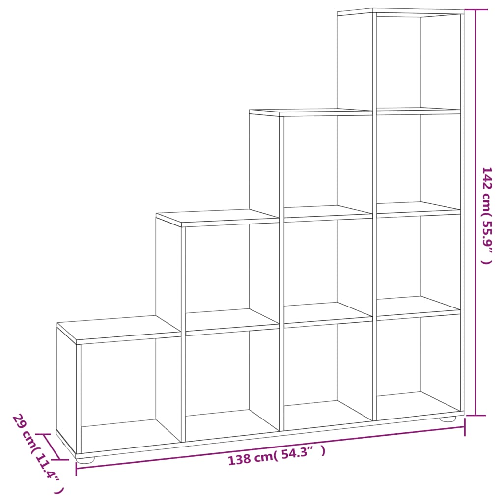 vidaXL Estantería forma de escalera madera contrachapada gris hormigón