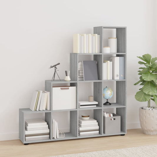 vidaXL Estantería forma de escalera madera contrachapada gris Sonoma