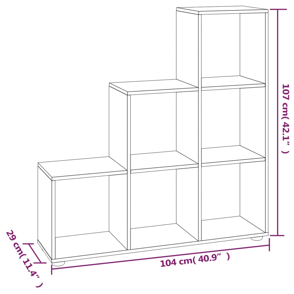 vidaXL Estantería forma de escalera madera contrachapada roble ahumado