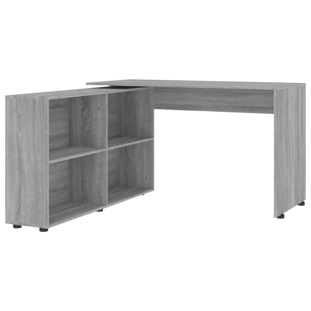 vidaXL Escritorio de esquina de madera contrachapada gris Sonoma