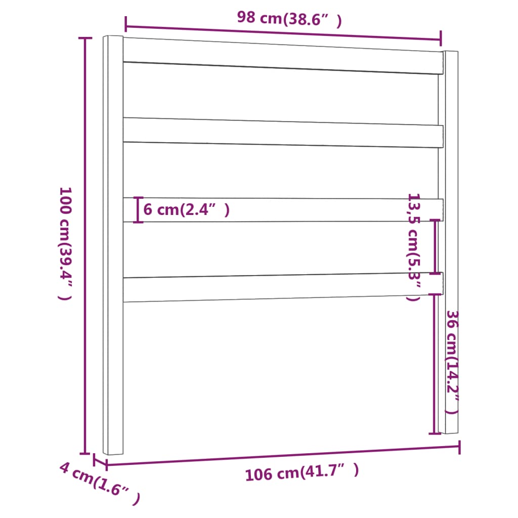 vidaXL Cabecero de cama madera maciza de pino 106x4x100 cm