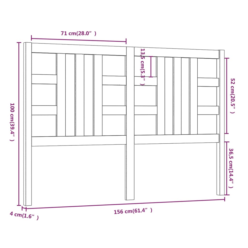 vidaXL Cabecero de cama madera maciza de pino gris 156x4x100 cm