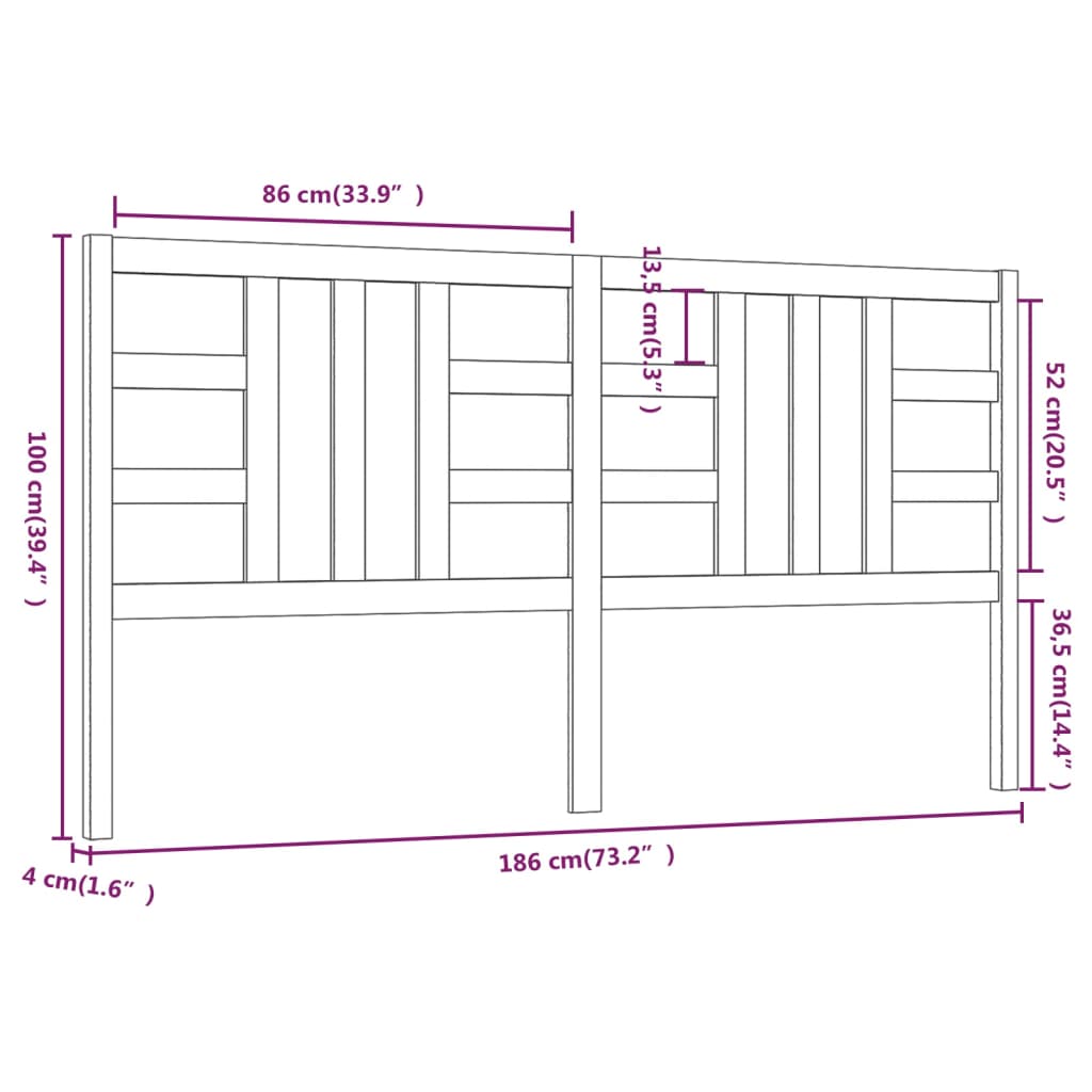 vidaXL Cabecero de cama madera maciza de pino blanco 186x4x100 cm