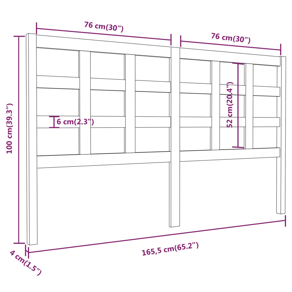 vidaXL Cabecero de cama madera maciza de pino gris 165,5x4x100 cm