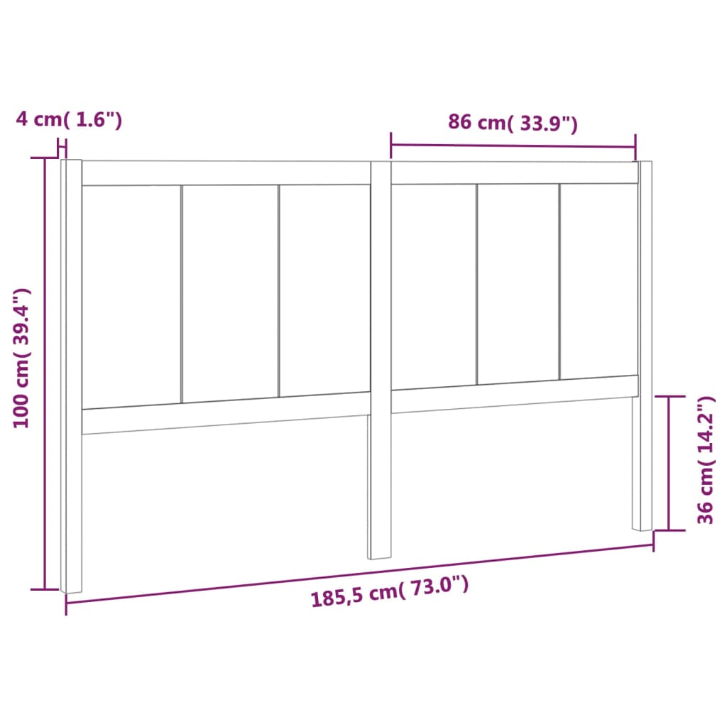 vidaXL Cabecero de cama madera maciza de pino blanco 185,5x4x100 cm