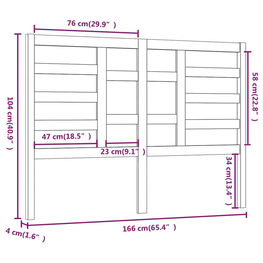 vidaXL Cabecero de cama madera maciza de pino negro 166x4x104 cm