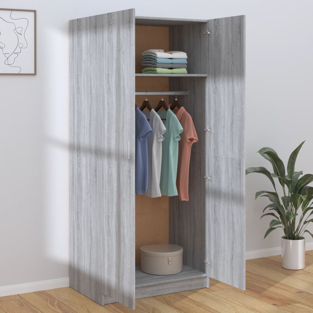 vidaXL Armario madera contrachapada gris Sonoma 80x52x180 cm