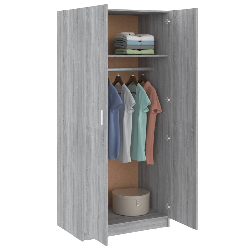 vidaXL Armario madera contrachapada gris Sonoma 80x52x180 cm