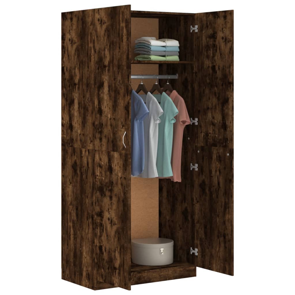 vidaXL Armario madera contrachapada color roble ahumado 90x52x200 cm