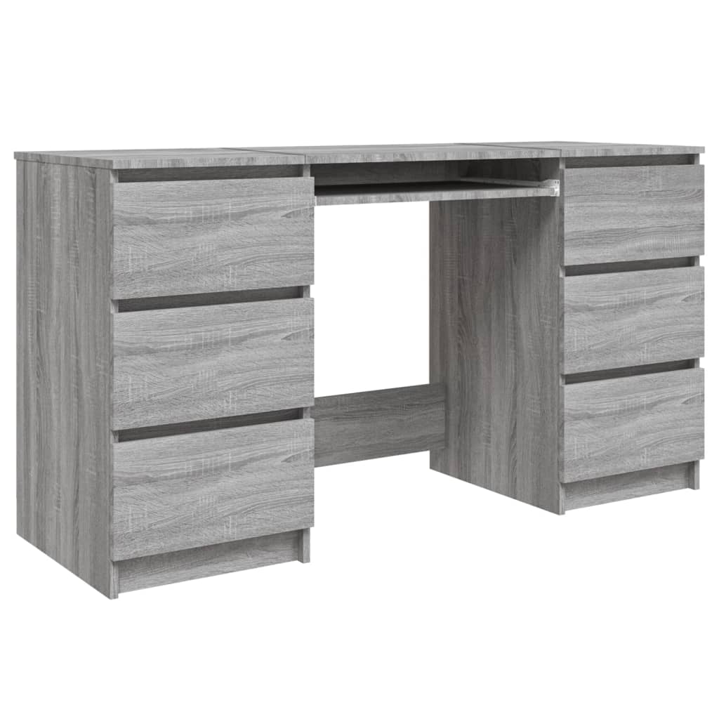 vidaXL Escritorio de madera contrachapada gris Sonoma 140x50x77 cm