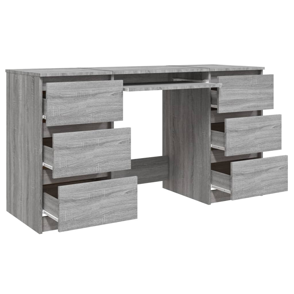 vidaXL Escritorio de madera contrachapada gris Sonoma 140x50x77 cm