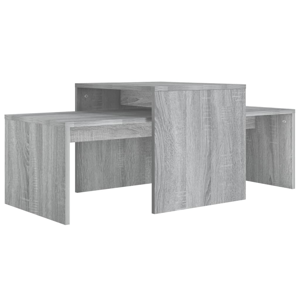 vidaXL Set mesa de centro madera de ingeniería gris Sonoma 100x48x40c