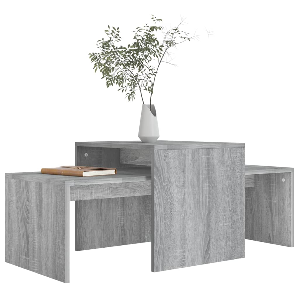 vidaXL Set mesa de centro madera de ingeniería gris Sonoma 100x48x40c