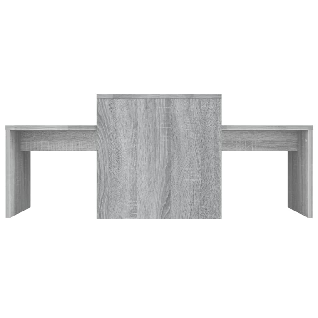 vidaXL Set mesa de centro madera de ingeniería gris Sonoma 100x48x40c