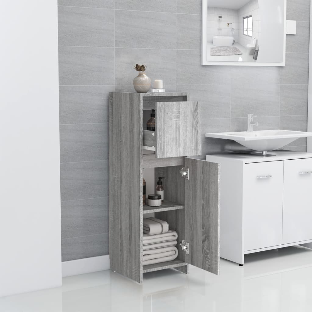 vidaXL Armario de baño madera contrachapada gris Sonoma 30x30x95 cm