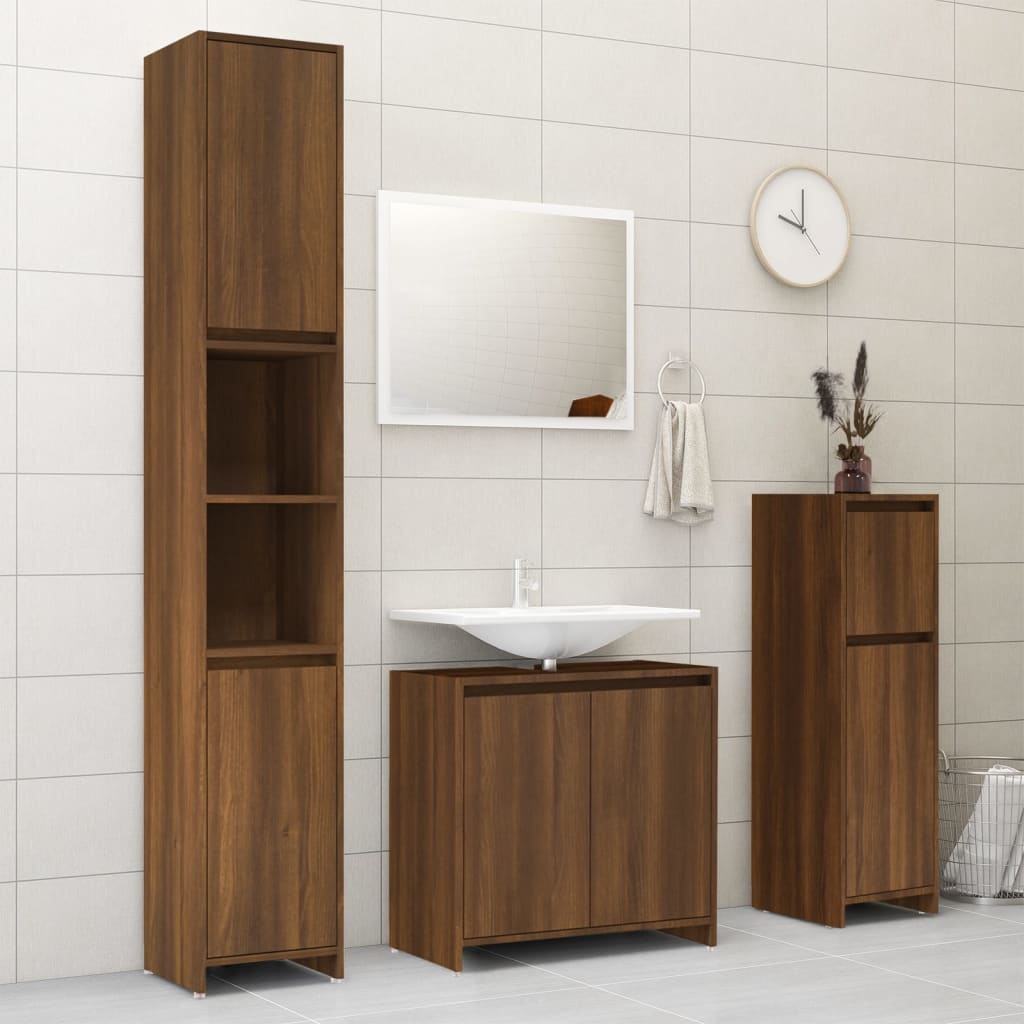 vidaXL Armario de baño madera contrachapada roble marrón 30x30x95 cm