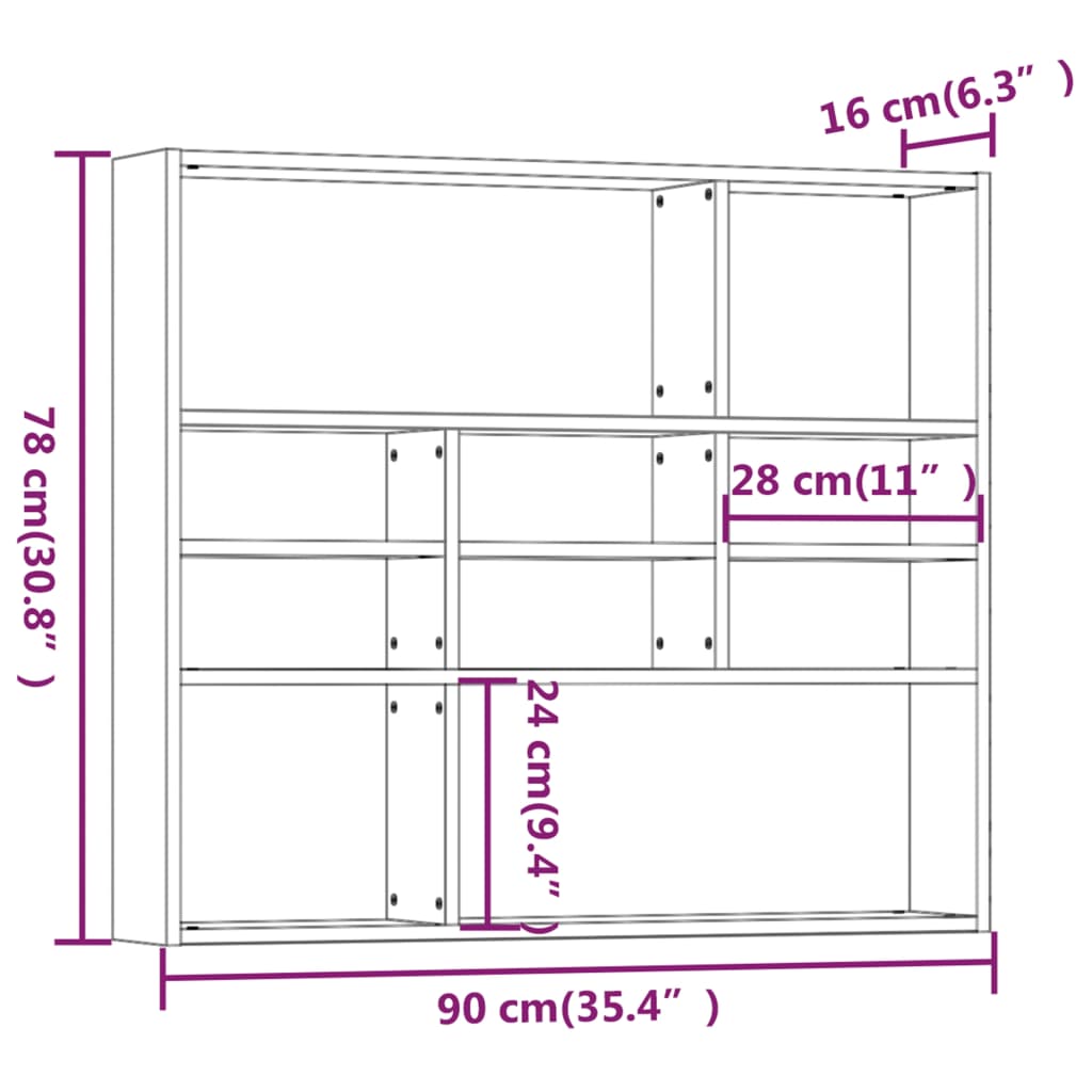 vidaXL Estantería de pared contrachapada roble ahumado 90x16x78 cm