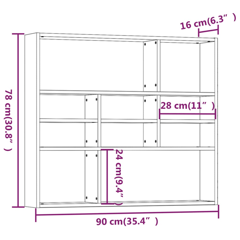 vidaXL Estantería de pared madera ingeniería roble marrón 90x16x78 cm