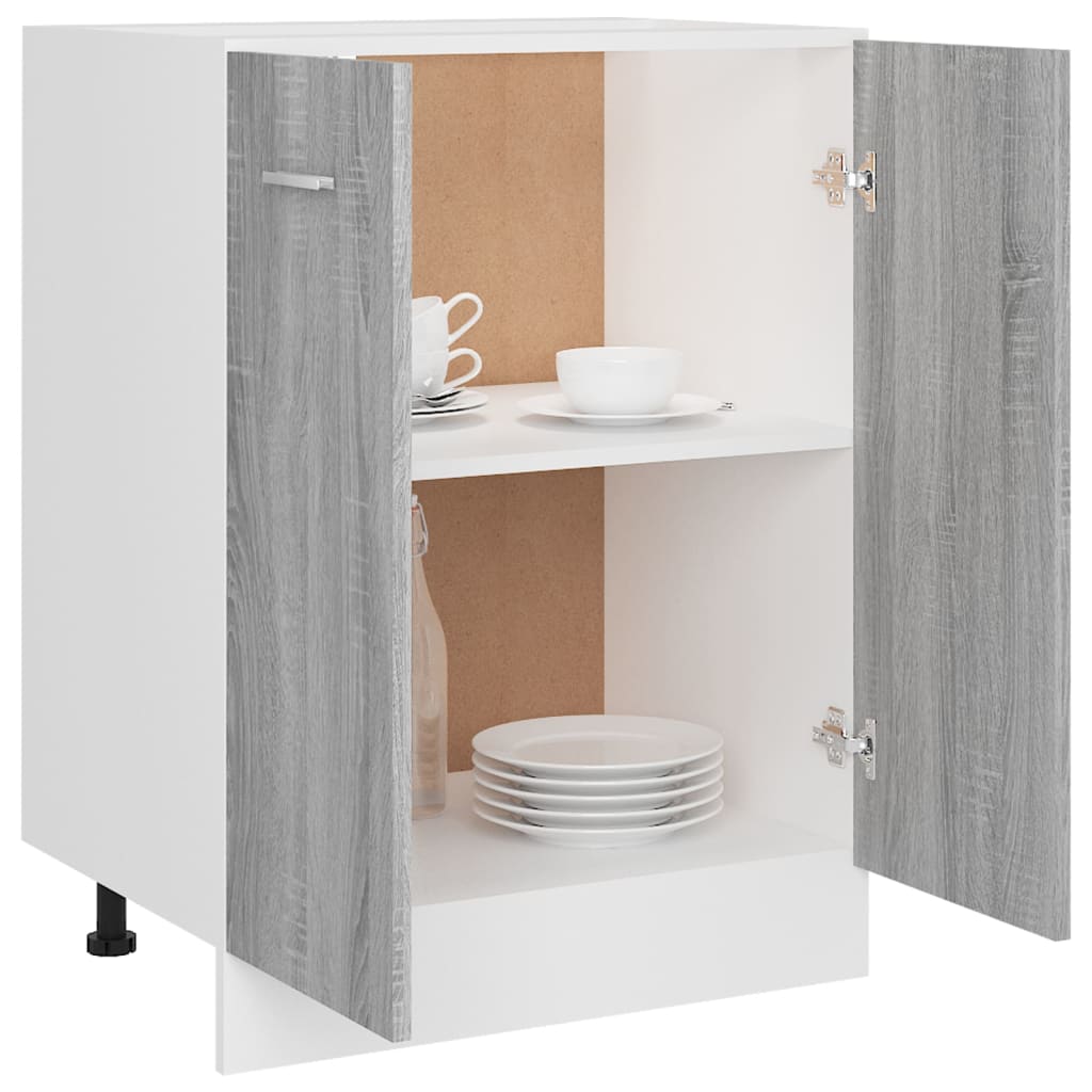 vidaXL Armario inferior de cocina contrachapado gris 60x46x81,5 cm