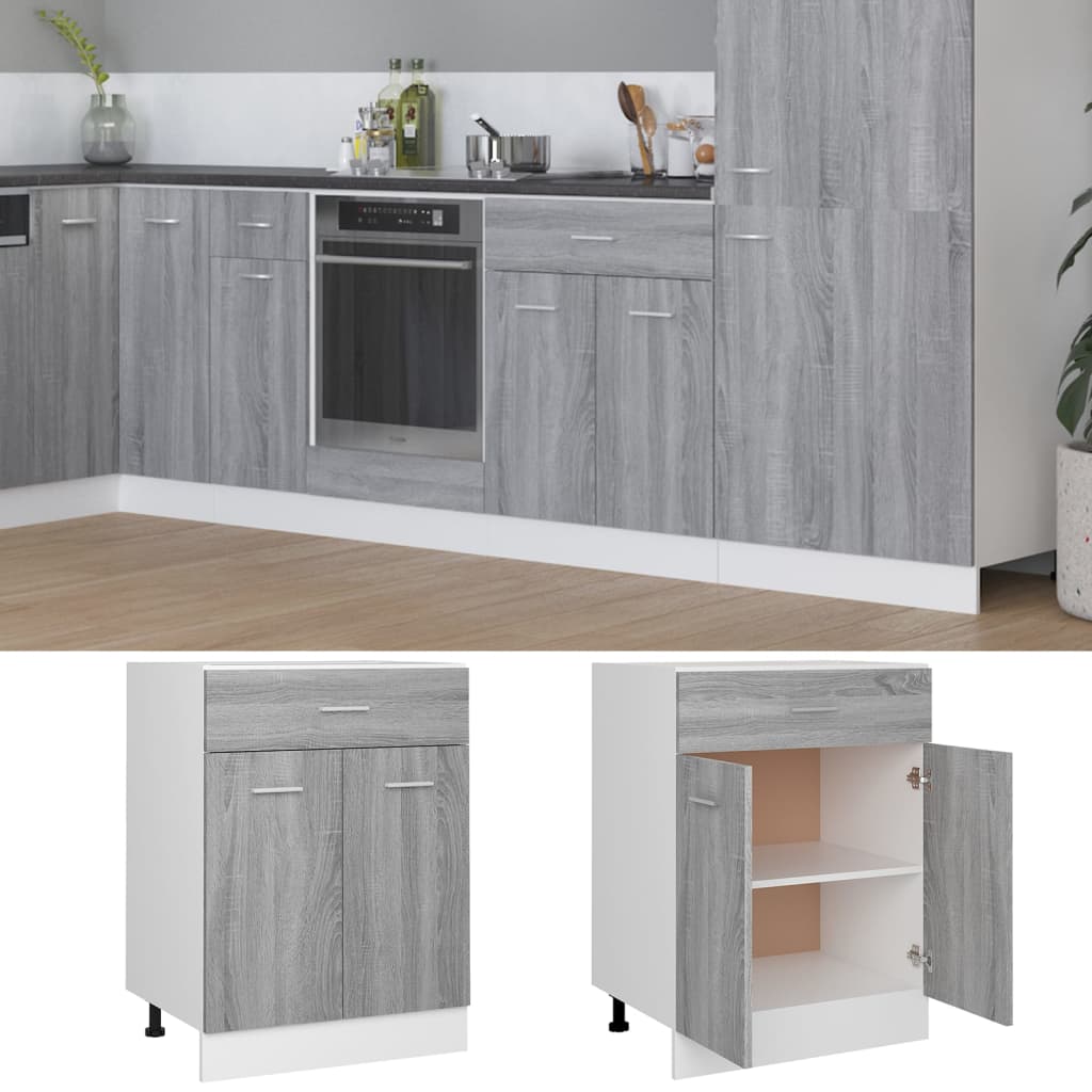 vidaXL Armario inferior de cocina madera ingeniería gris 60x46x81,5 cm