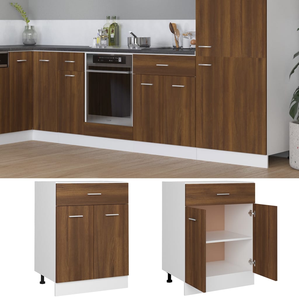 vidaXL Armario bajo de cocina madera ingeniería marrón roble