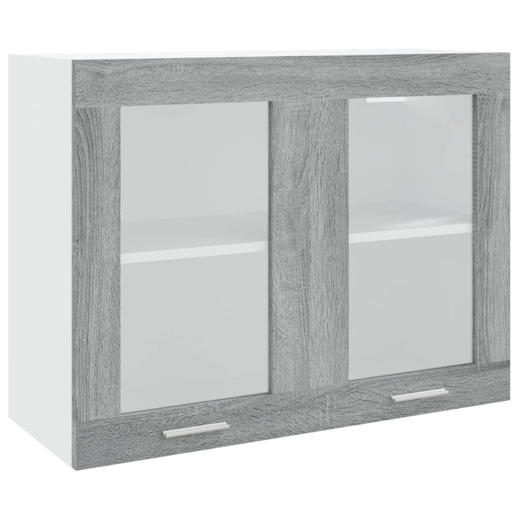 vidaXL Armario vitrina colgante madera gris Sonoma 80x31x60 cm