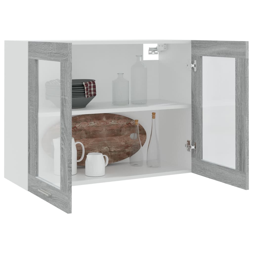 vidaXL Armario vitrina colgante madera gris Sonoma 80x31x60 cm