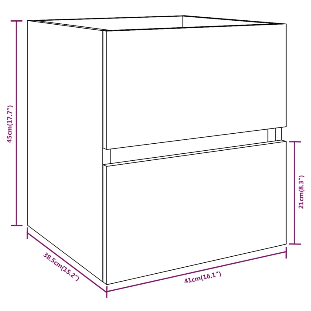 vidaXL Mueble de lavabo madera de ingeniería marrón roble 41x38,5x45cm