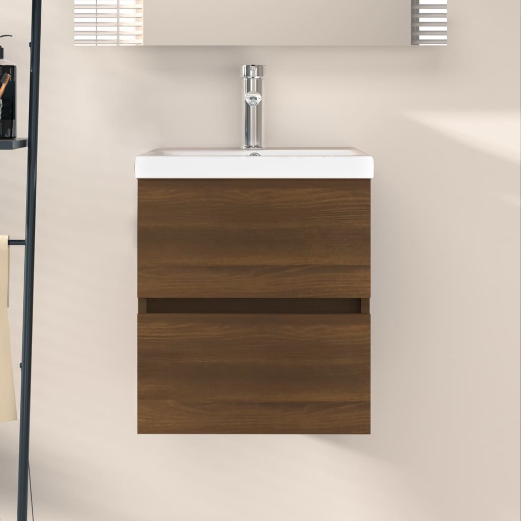 vidaXL Mueble de lavabo madera de ingeniería marrón roble 41x38,5x45cm