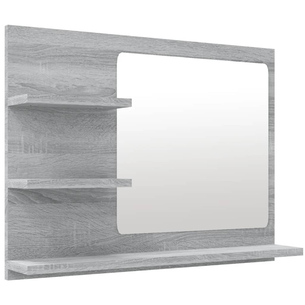 vidaXL Espejo de baño madera contrachapada gris Sonoma 60x10,5x45 cm