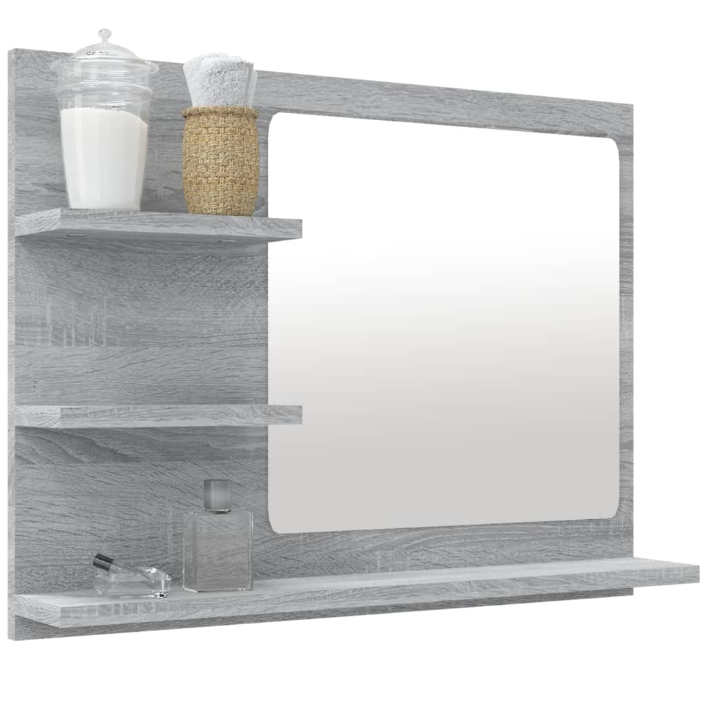 vidaXL Espejo de baño madera contrachapada gris Sonoma 60x10,5x45 cm