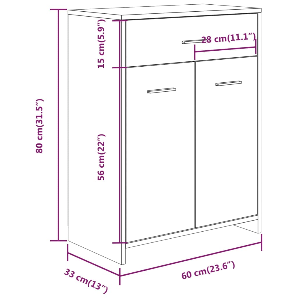 vidaXL Armario baño madera contrachapada roble ahumado 60x33x80 cm