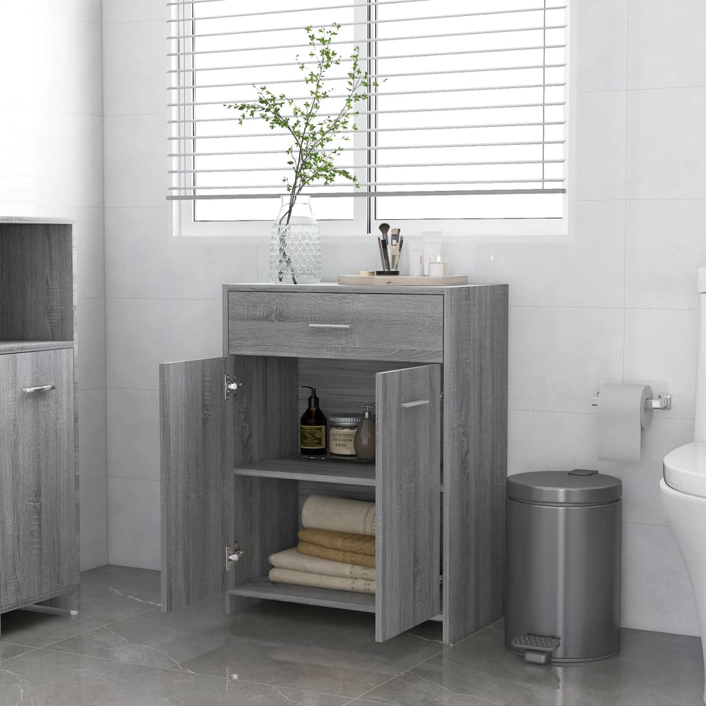 vidaXL Armario de baño madera contrachapada gris Sonoma 60x33x80 cm