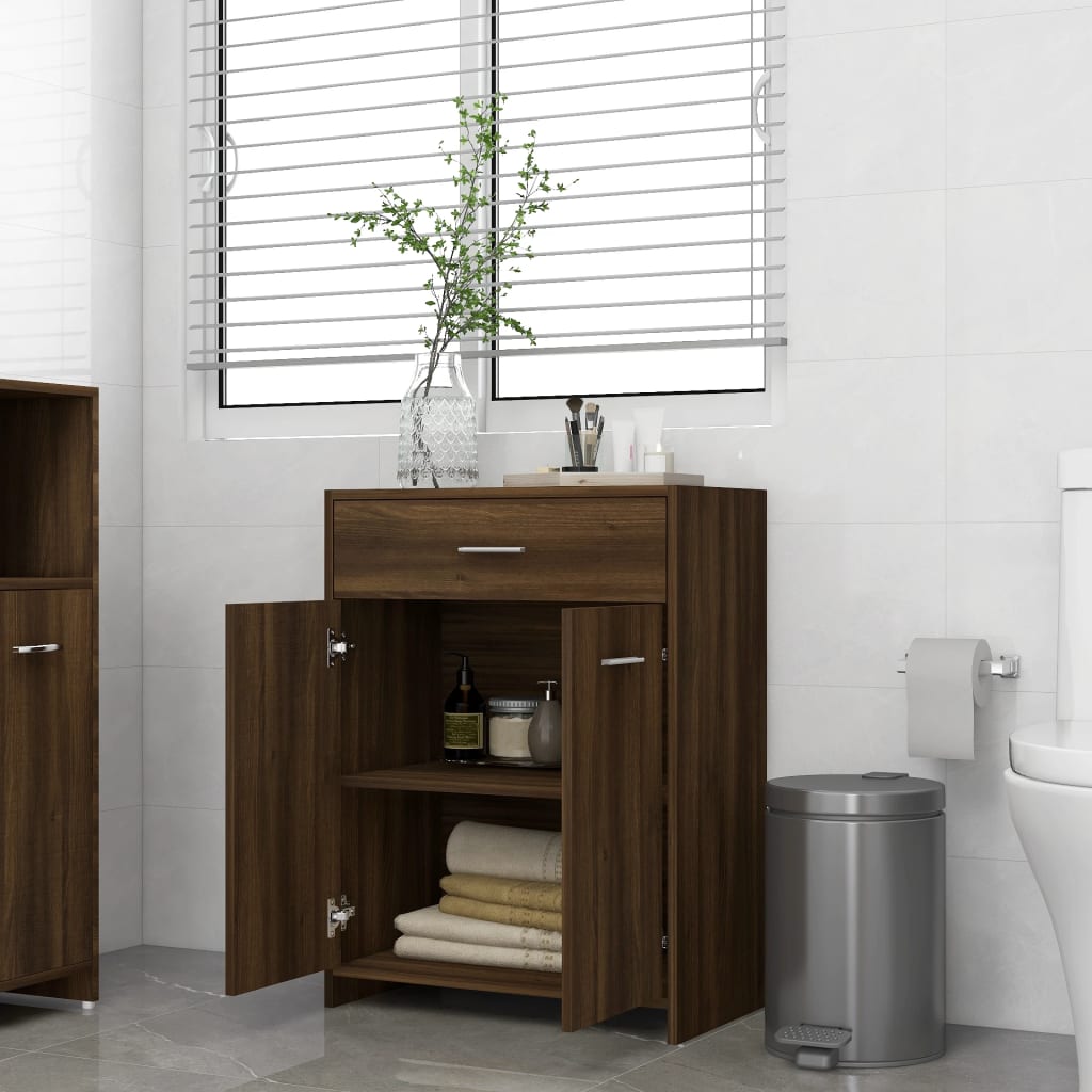 vidaXL Armario baño madera contrachapada roble marrón 60x33x80 cm