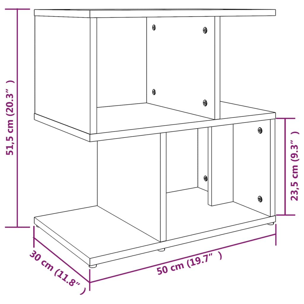 vidaXL Mesita de noche madera contrachapada gris Sonoma 50x30x51,5 cm