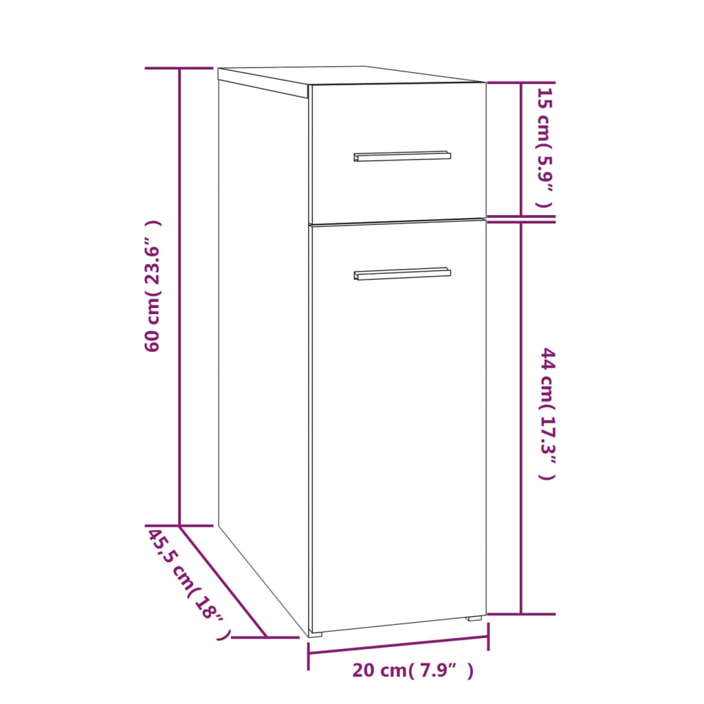 vidaXL Armario botiquín madera contrachapada gris Sonoma 20x45,5x60cm