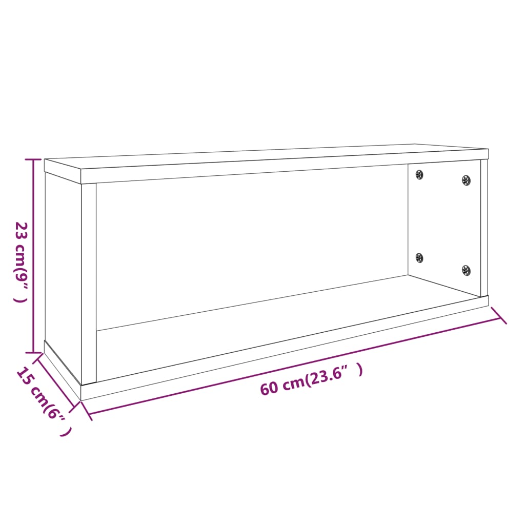 vidaXL Estantes cúbicos de pared 4 uds madera roble ahumado 60x15x23cm