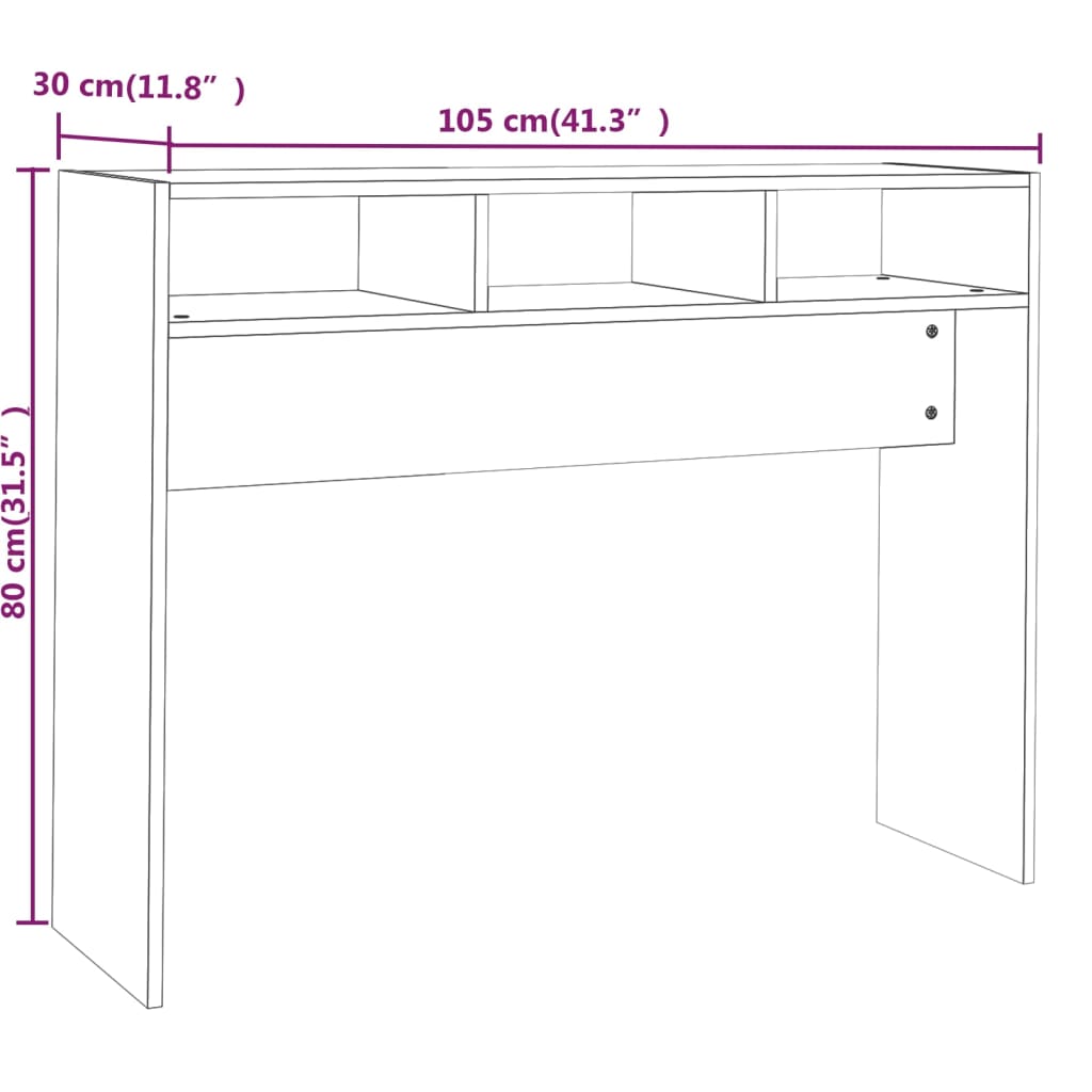 vidaXL Mesa consola madera contrachapada gris Sonoma 105x30x80 cm