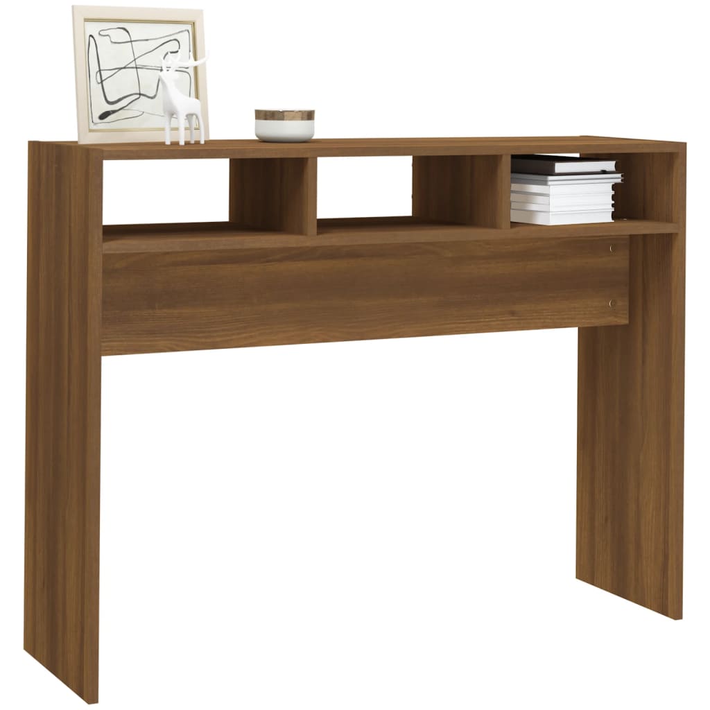 vidaXL Mesa consola madera contrachapada roble marrón 105x30x80 cm