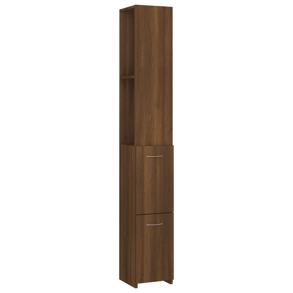 vidaXL Armario de baño madera contrachapada marrón roble 25x26,5x170cm