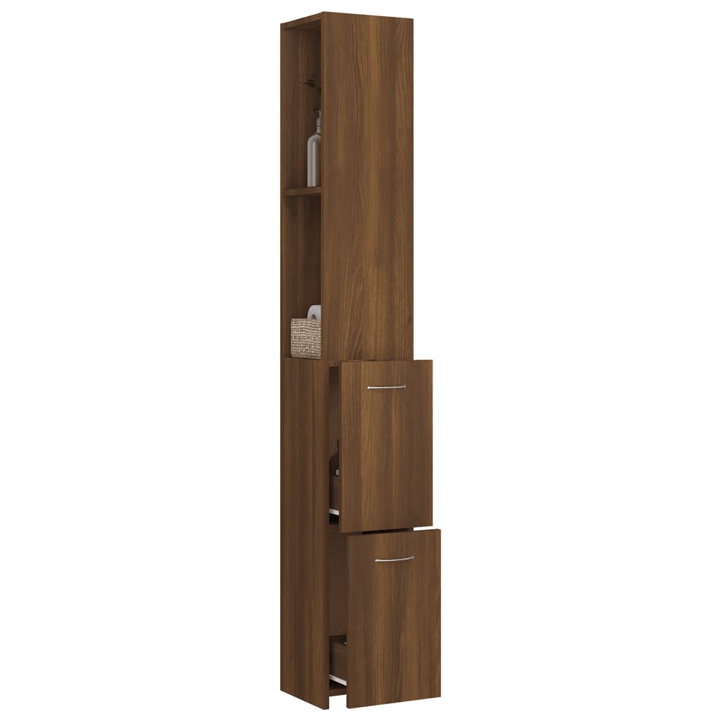 vidaXL Armario de baño madera contrachapada marrón roble 25x26,5x170cm