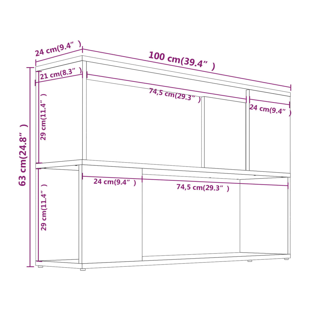 vidaXL Estantería de madera contrachapada marrón roble 100x24x63 cm