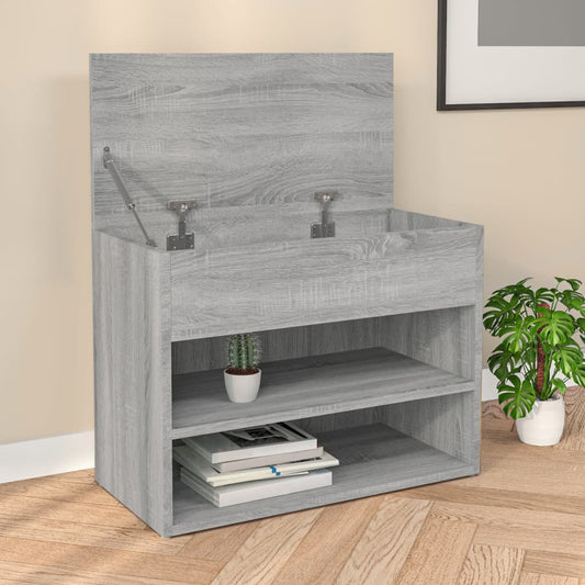 vidaXL Banco zapatero madera contrachapada gris Sonoma 60x30x45 cm