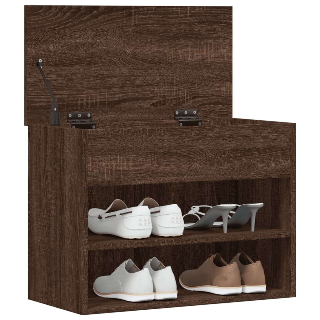 vidaXL Banco zapatero madera contrachapada roble marrón 60x30x45 cm